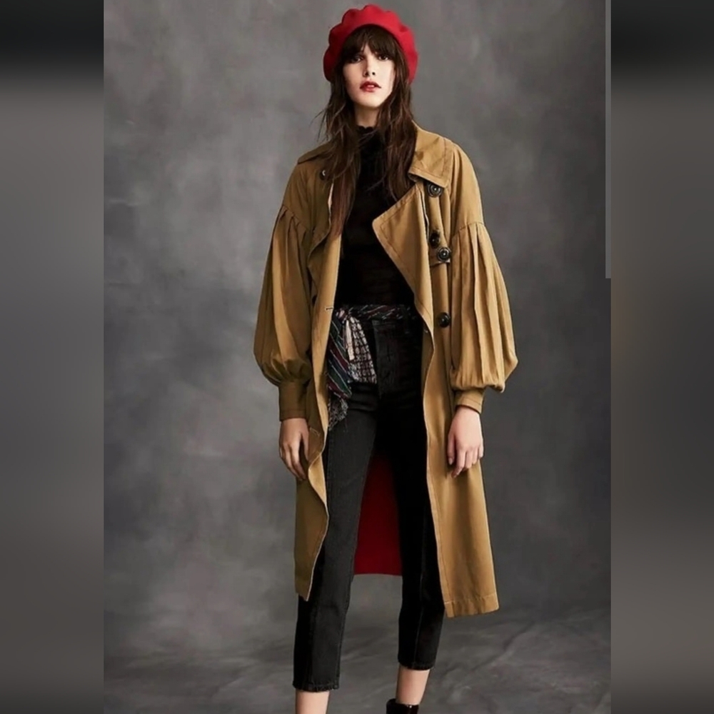 Free People Balloon Sleeve Medium Trenchcoat